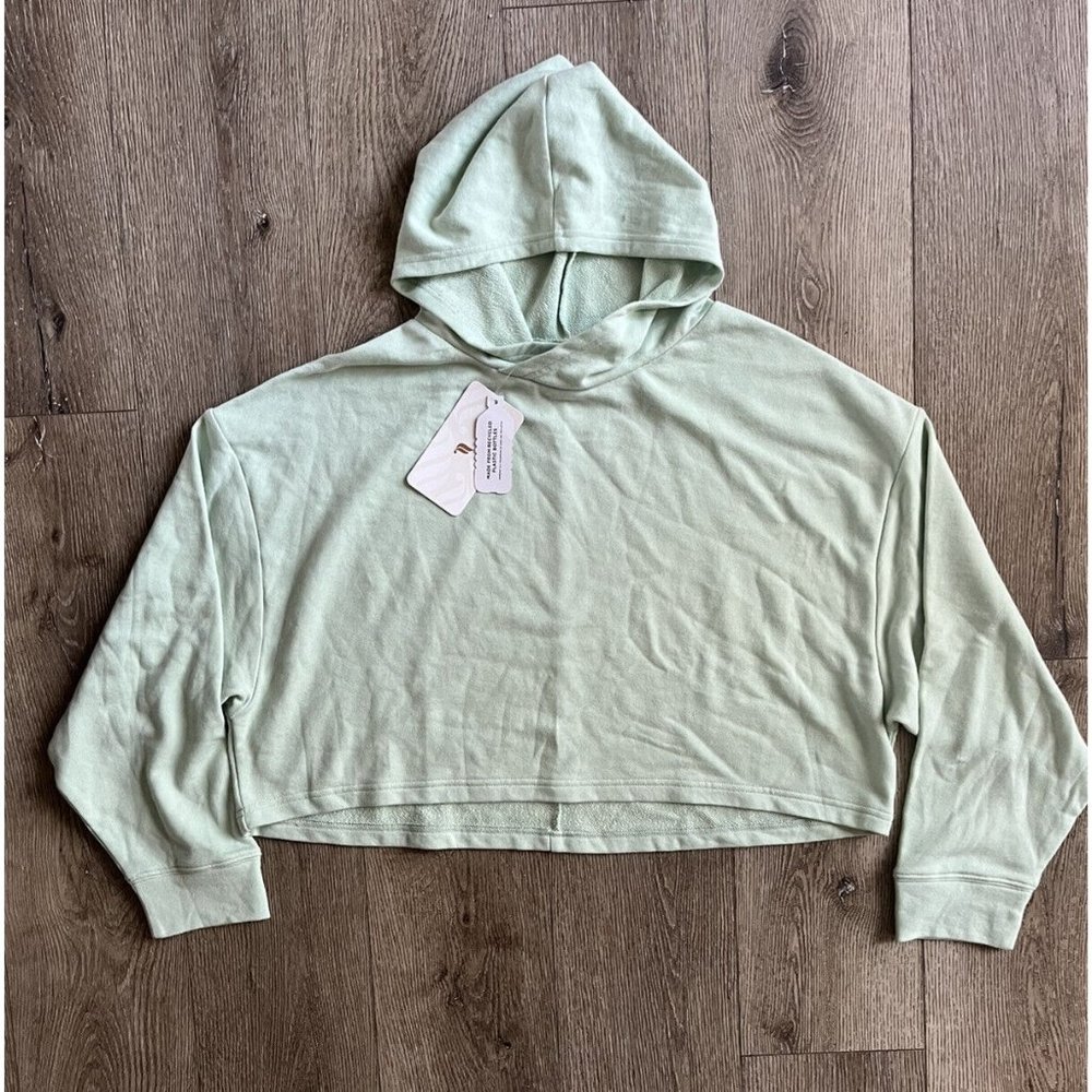 Fabletics Teal Crop Hoodie Eco Conscious Pullover Size M